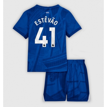 Billige Fotballdrakt Chelsea Estevao Willian #41 Replika Hjemmedraktsett Barn 2025-26 Kortermet (med bukser)